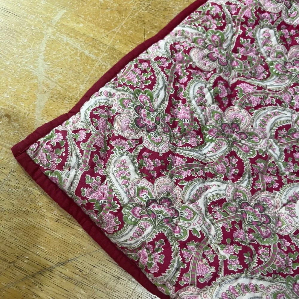 Pottery Barn Red Paisley‎ Floral Quilted Standard Pillow Sham Cotton Boho